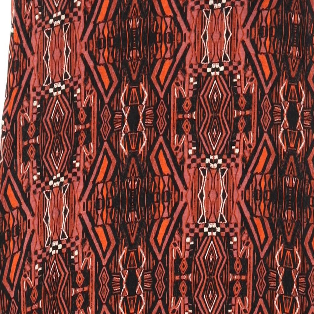 Sportsgirl Womens Red Geometric Viscose Shift Size L Scoop Neck Pullover