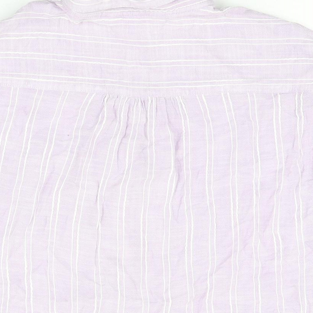 NEXT Womens Purple Striped Viscose Basic Button-Up Size 10 Collared