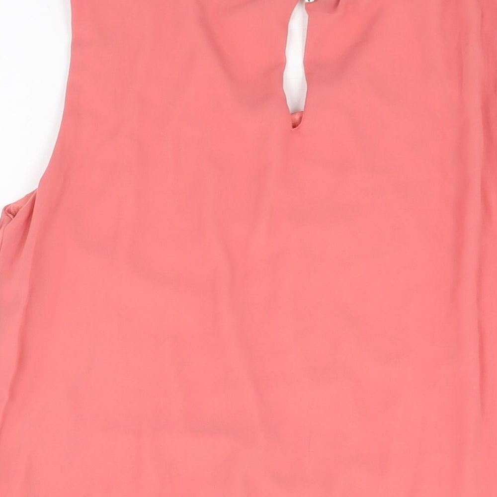 Sabrina Diamanti Womens Pink Polyester Basic Blouse Size M Round Neck