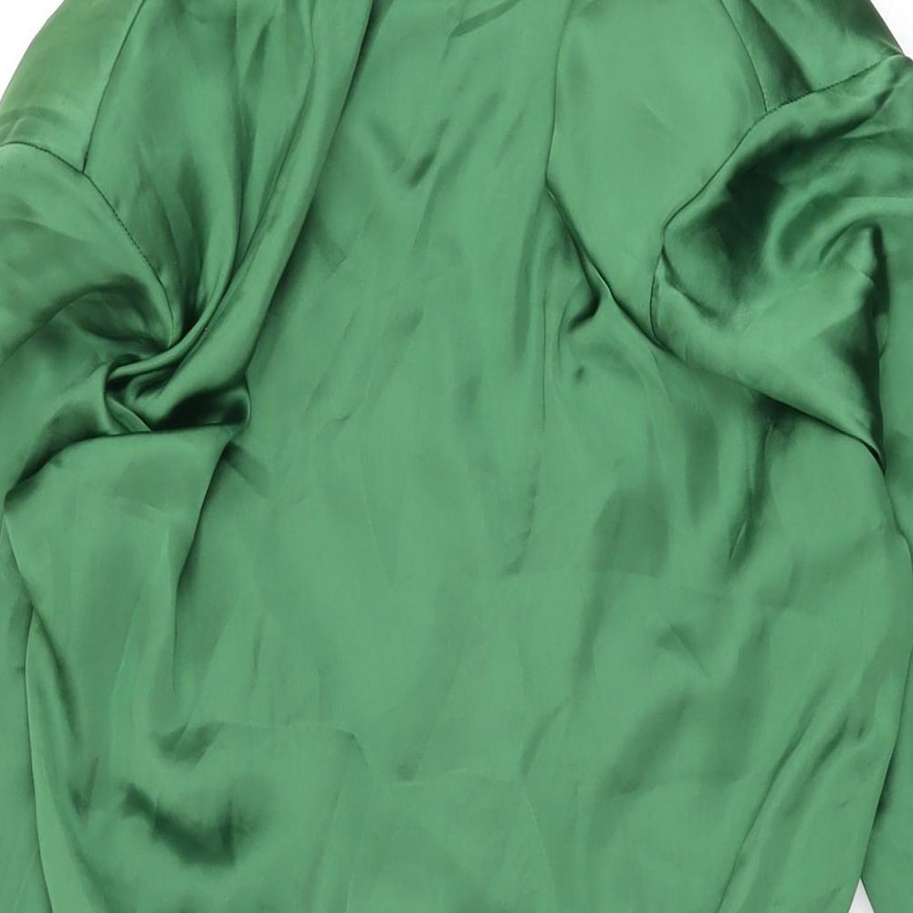 Zara Womens Green Polyester Shirt Dress Size S Collared Zip