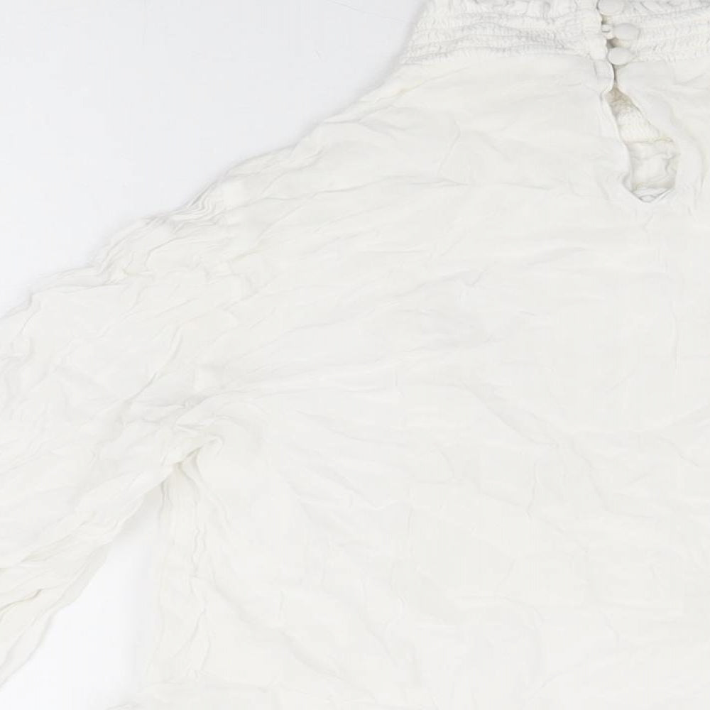 Monsoon Womens White Viscose Basic T-Shirt Size 16 High Neck