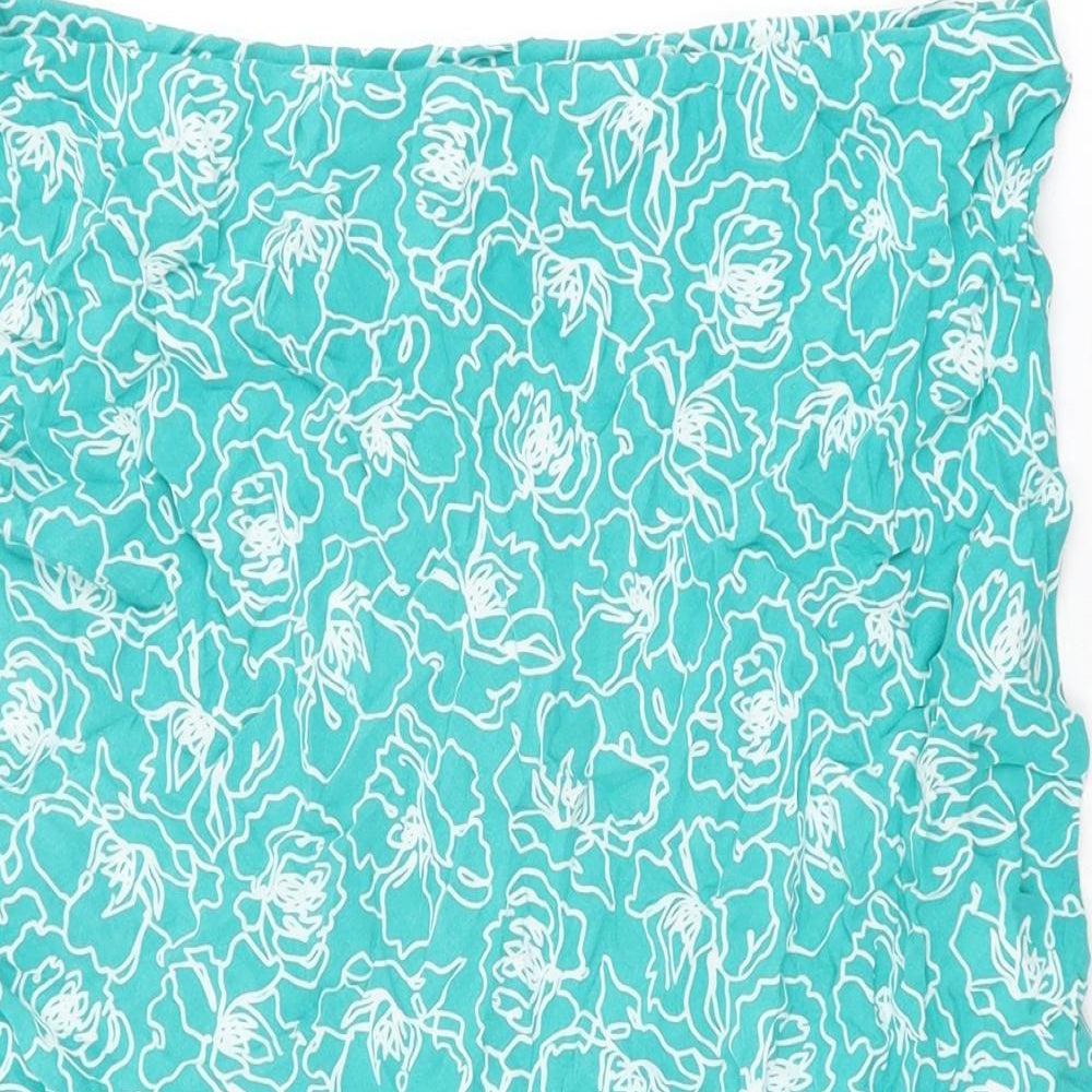 BM Womens Blue Floral Viscose Flare Skirt Size 14