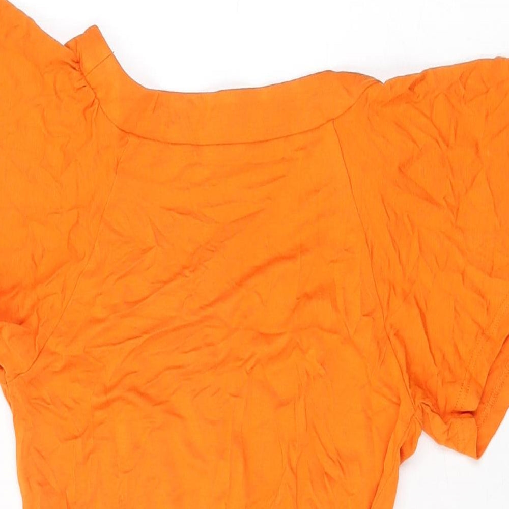 Terminal One Womens Orange Polyester Basic T-Shirt Size 10 Scoop Neck