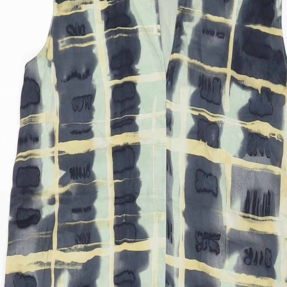 H&M Womens Green Geometric Polyester Tank Dress Size XS Mock Neck Tie