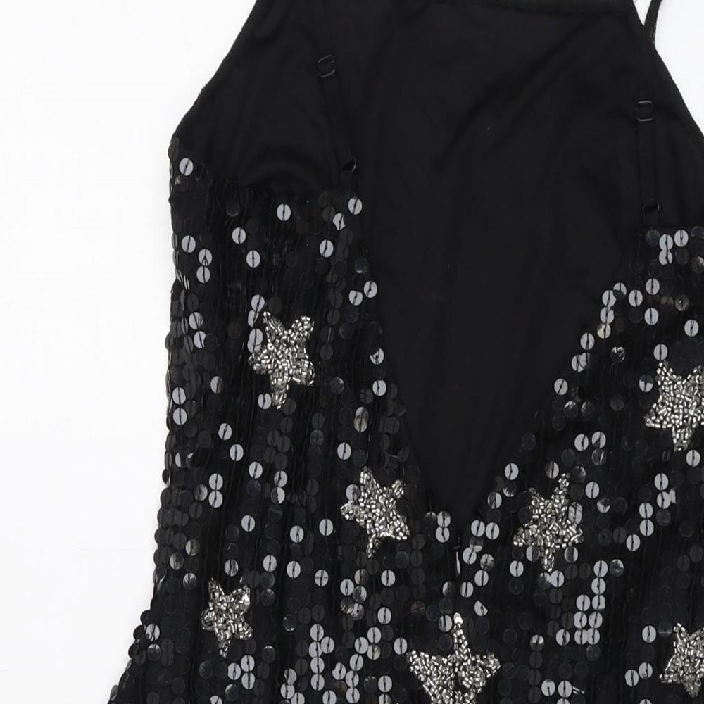 Nasty Gal Womens Black Polyester Mini Size 10 Square Neck Zip