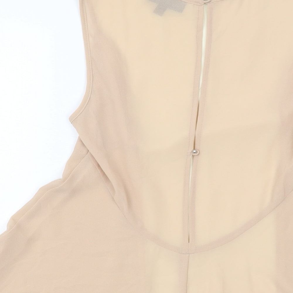 Warehouse Womens Beige Polyester Basic Tank Size 6 Round Neck