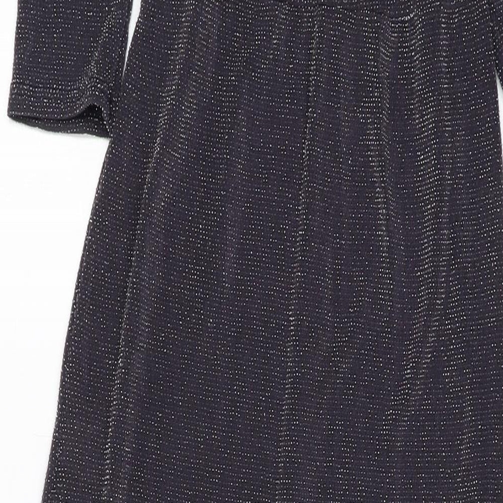 Club L Womens Silver Polyester Maxi Size 8 V-Neck Pullover
