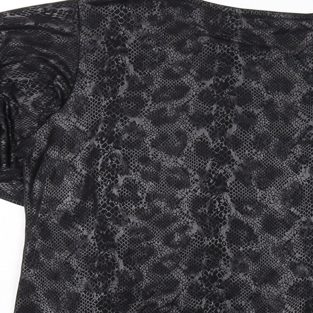 Marina Kaneva Womens Grey Animal Print Polyester Basic Blouse Size 14 Round Neck