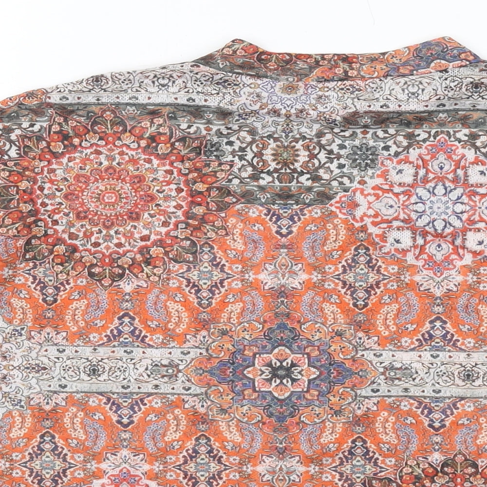 River Island Womens Multicoloured Geometric Polyester Basic T-Shirt Size 12 Mock Neck