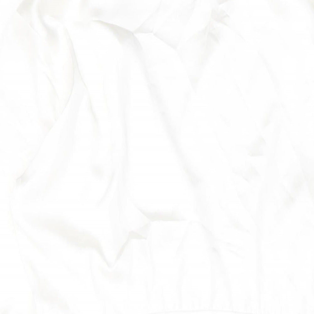 Zara Womens White Polyester Shirt Dress Size M Collared Zip