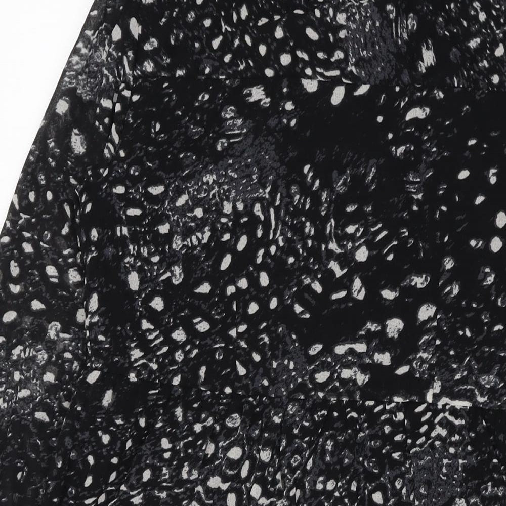 VERO MODA Womens Black Geometric Polyester A-Line Size XS Round Neck Zip