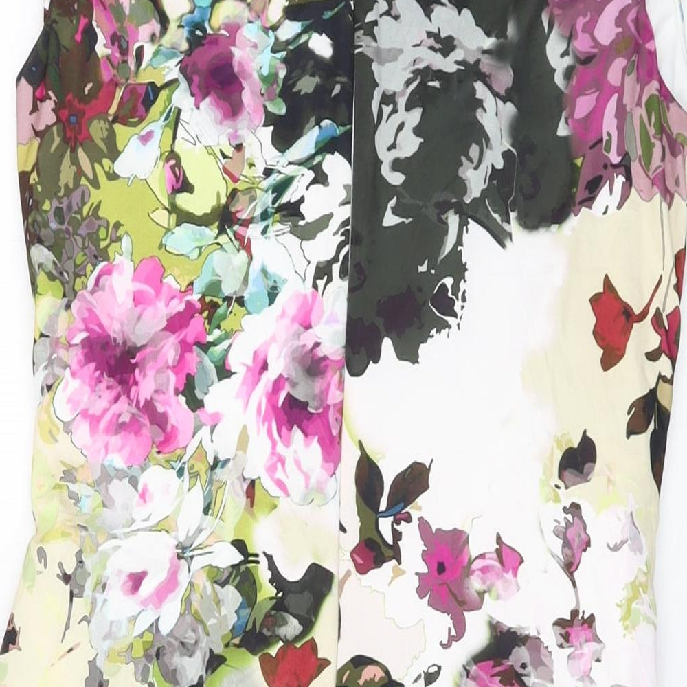 Ariella Womens Multicoloured Floral Polyester Bodycon Size 16 V-Neck Zip