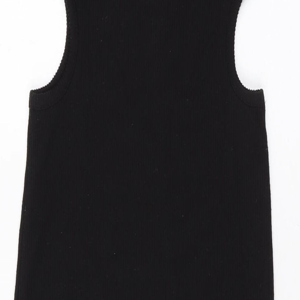 Stradivarius Womens Black Polyester Bodycon Size S Round Neck Pullover