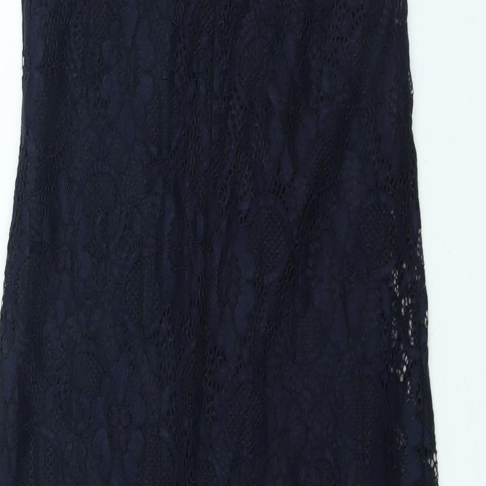 New Look Womens Blue Polyamide Bodycon Size 10 Scoop Neck Pullover