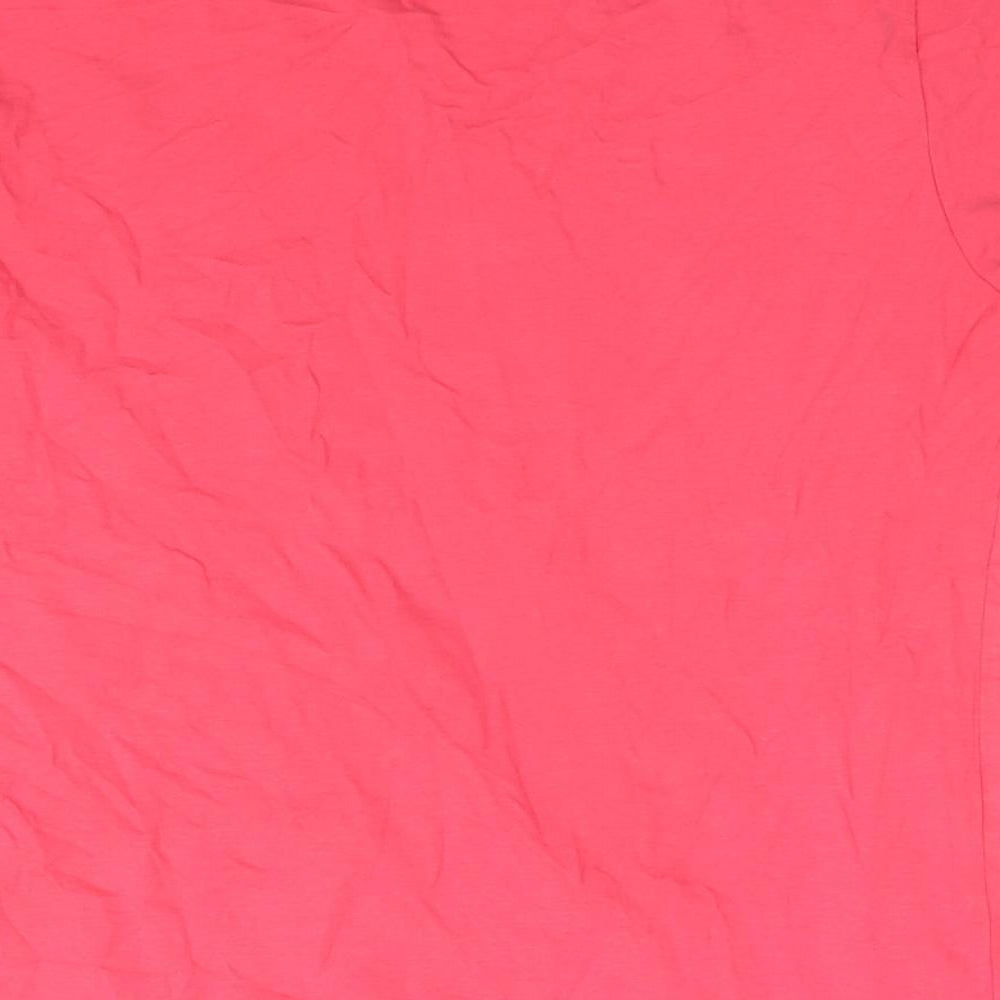 Brandtex Womens Pink Cotton Basic T-Shirt Size L Round Neck