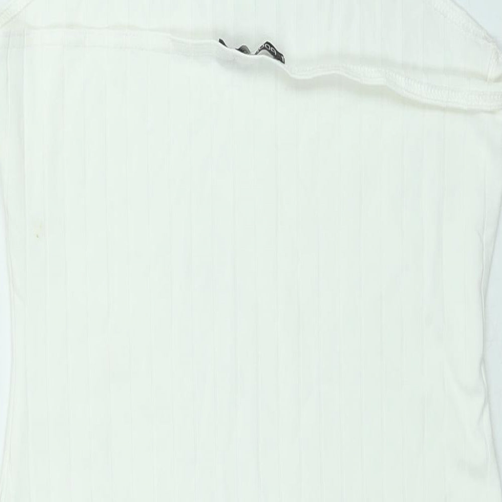 Boohoo Womens White Polyester Bodycon Size 14 Halter Button