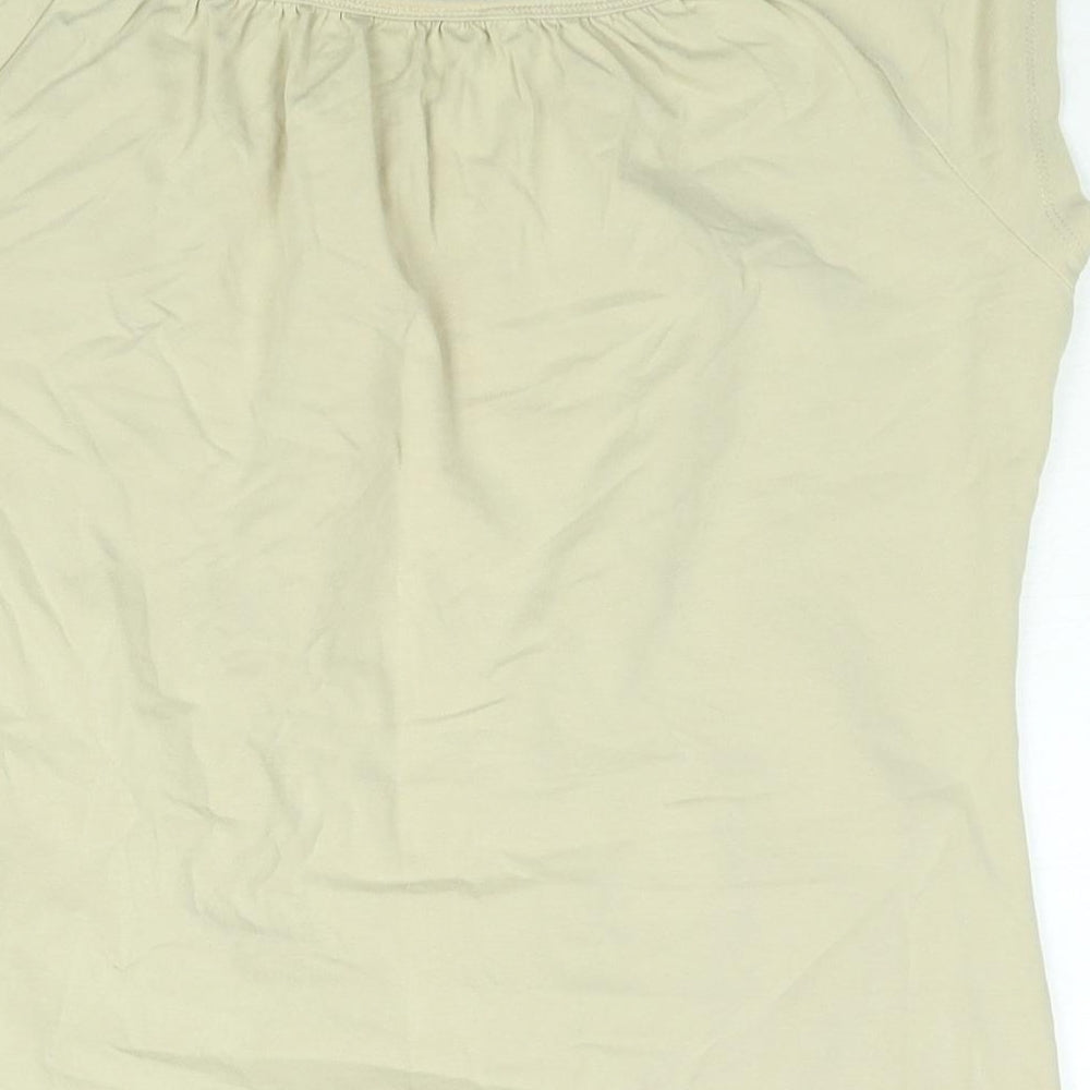 Wallis Womens Beige Cotton Basic Blouse Size 16 Boat Neck