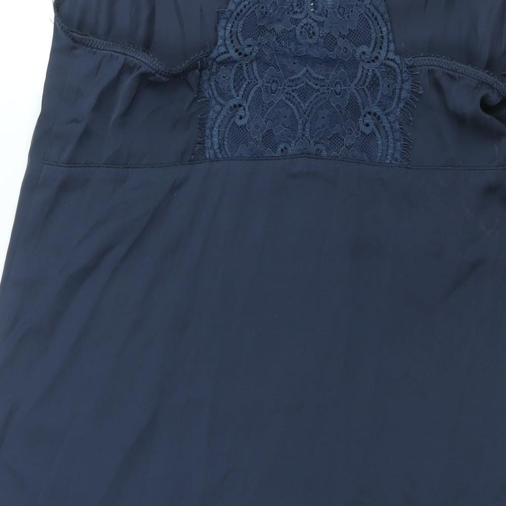 NEXT Womens Blue Solid Polyester Cami Dress Size 8 - Lace Trim