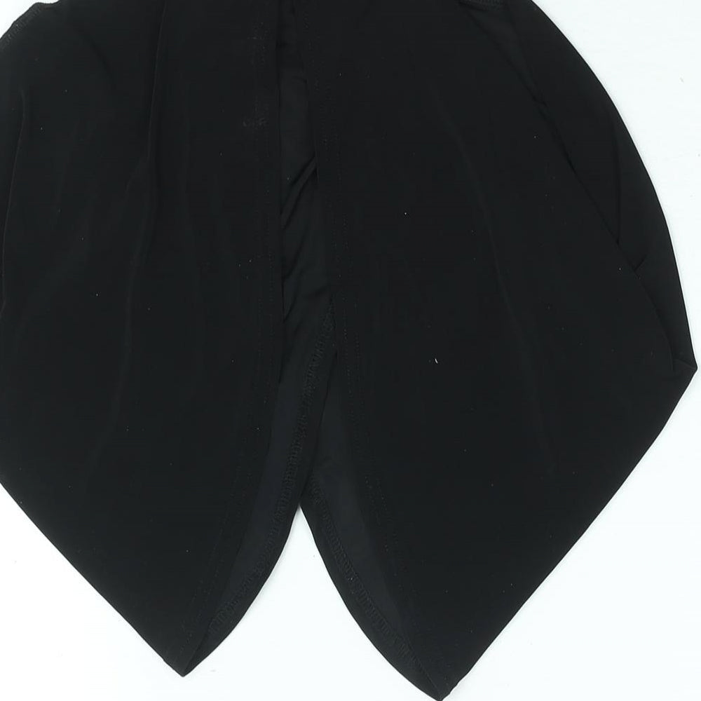 PRETTYLITTLETHING Womens Black Polyester Cropped Blouse Size 4 Mock Neck
