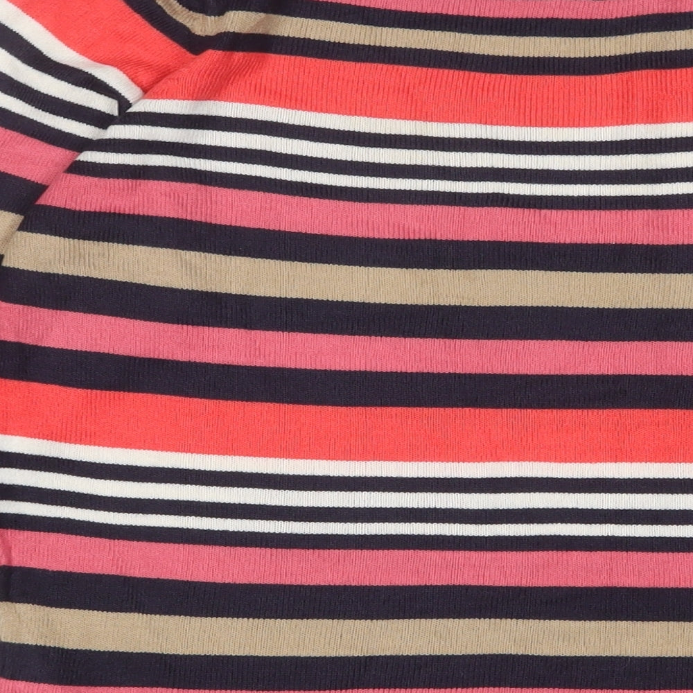 Marks & Spencer Womens Multicoloured Crew Neck Striped Acrylic Pullover Jumper Size 8