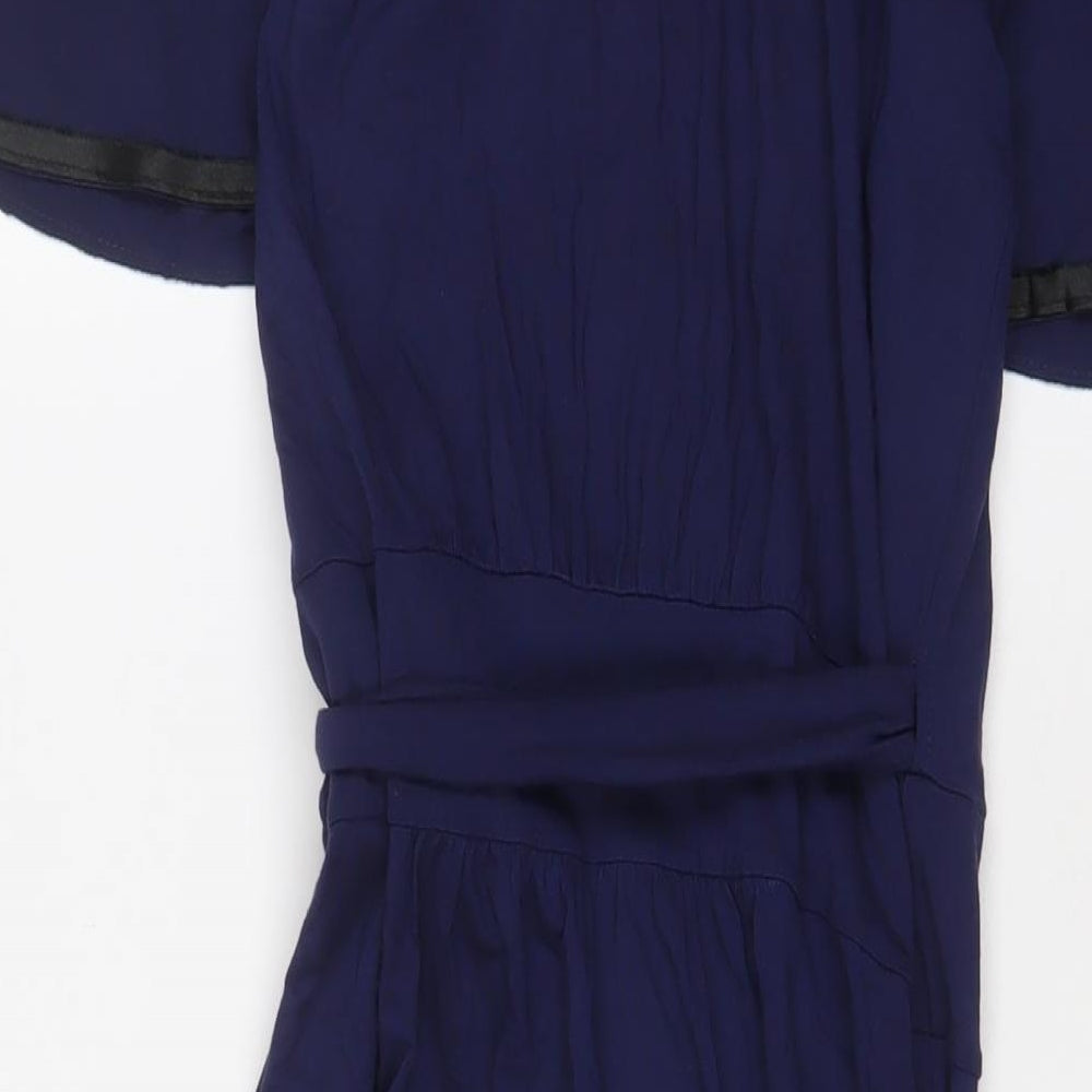 Phase Eight Womens Blue Viscose A-Line Size 10 V-Neck Pullover