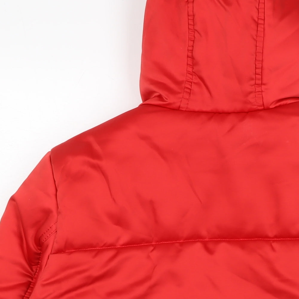 Topshop Womens Red Puffer Jacket Jacket Size 10 Zip