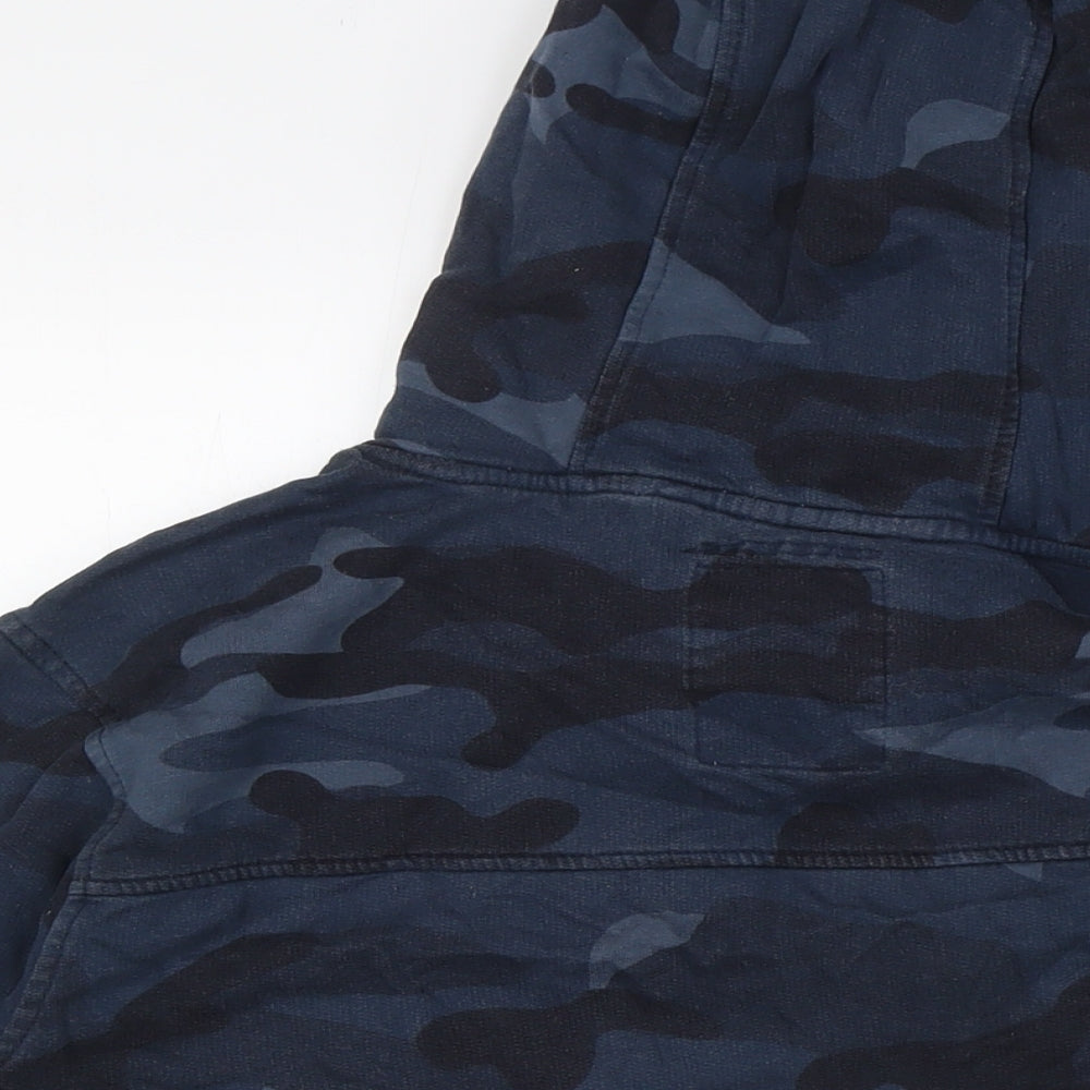 Crosshatch Mens Blue Camouflage Cotton Pullover Hoodie Size M
