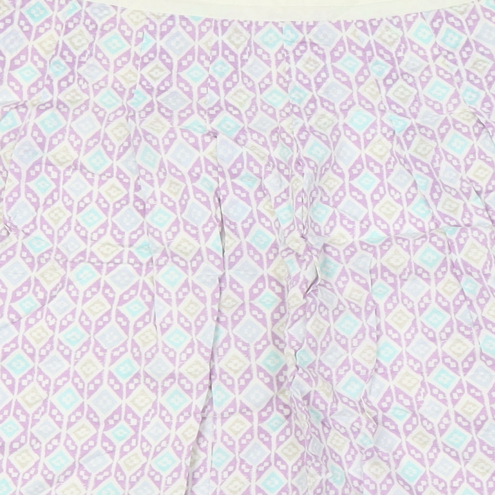 Marks & Spencer Womens Multicoloured Cotton A-Line Skirt Size 14 Zip