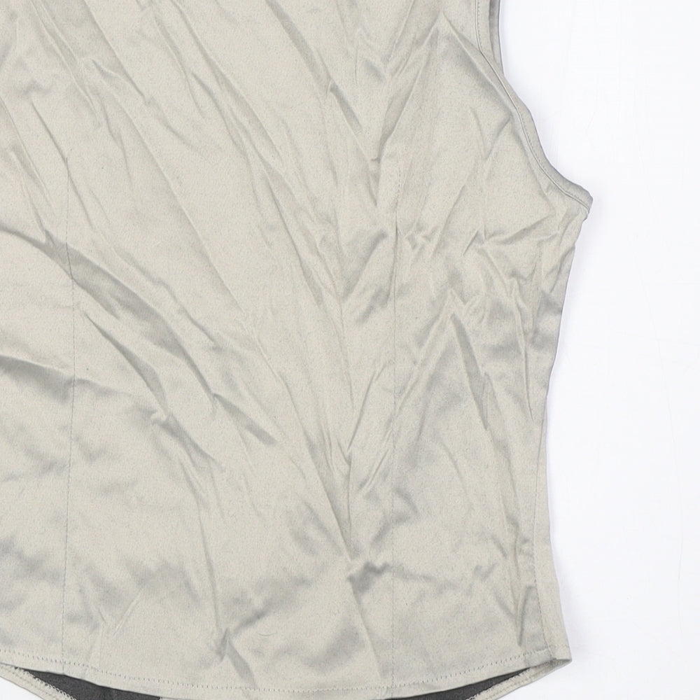 Fever Womens Grey Polyester Basic Button-Up Size 12 Boat Neck