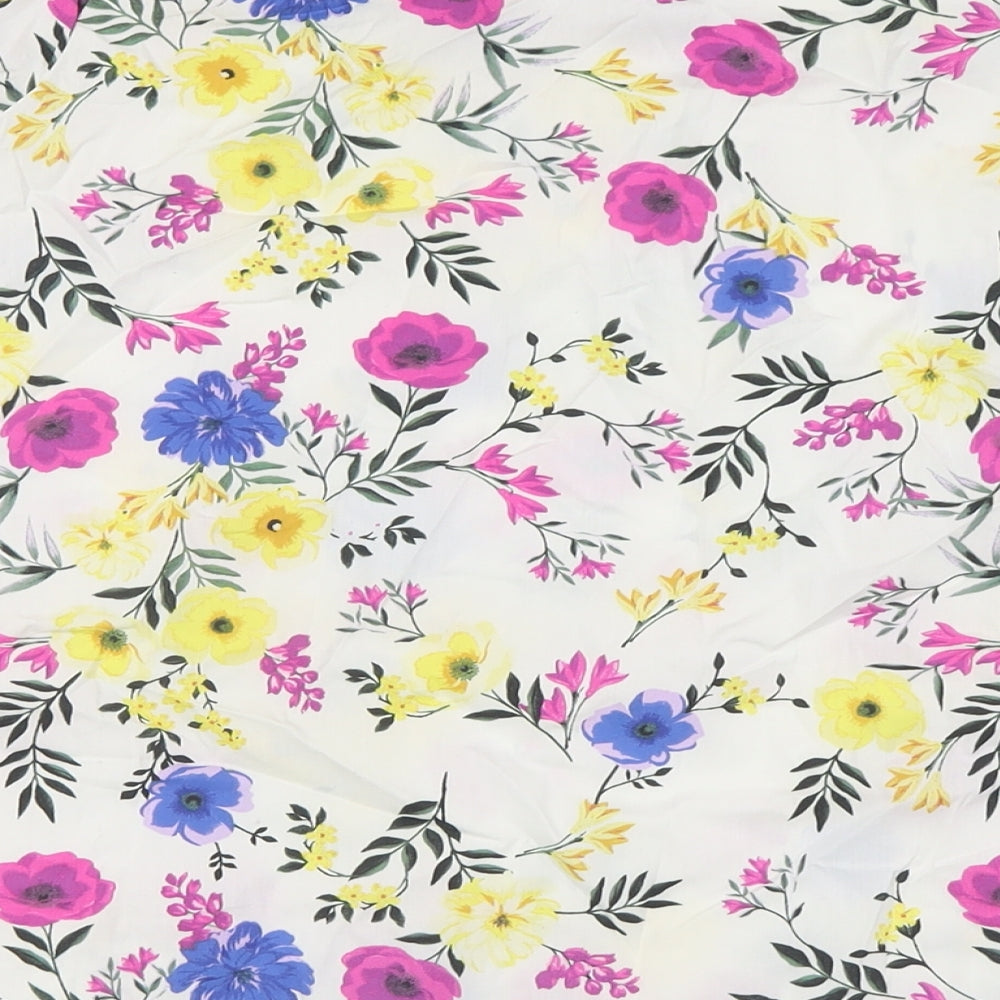 New Look Womens Multicoloured Floral Cotton Basic Button-Up Size 10 Off the Shoulder