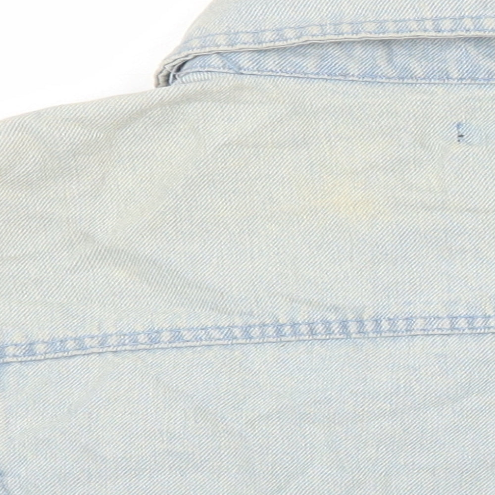Missguided Womens Blue Jacket Size 6 Button - Distressed Look