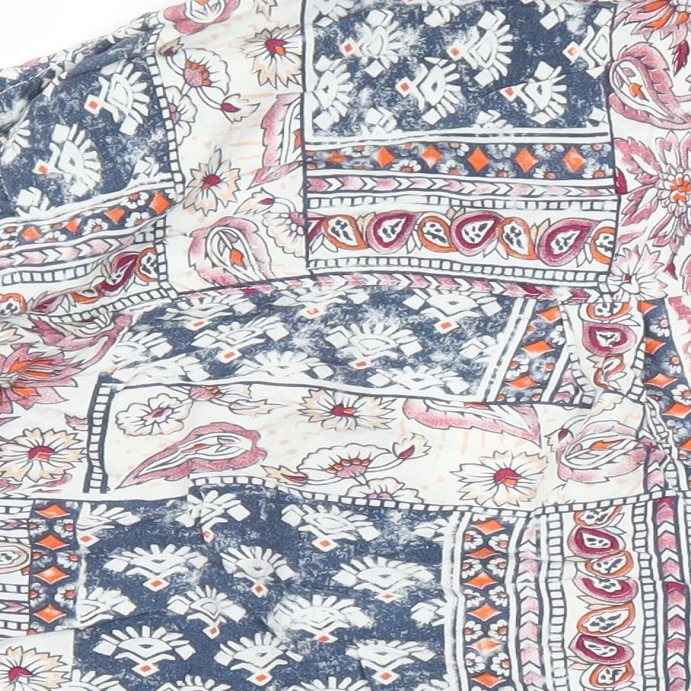 Isle Essentials Womens Multicoloured Geometric Viscose Tunic Blouse Size 14 V-Neck