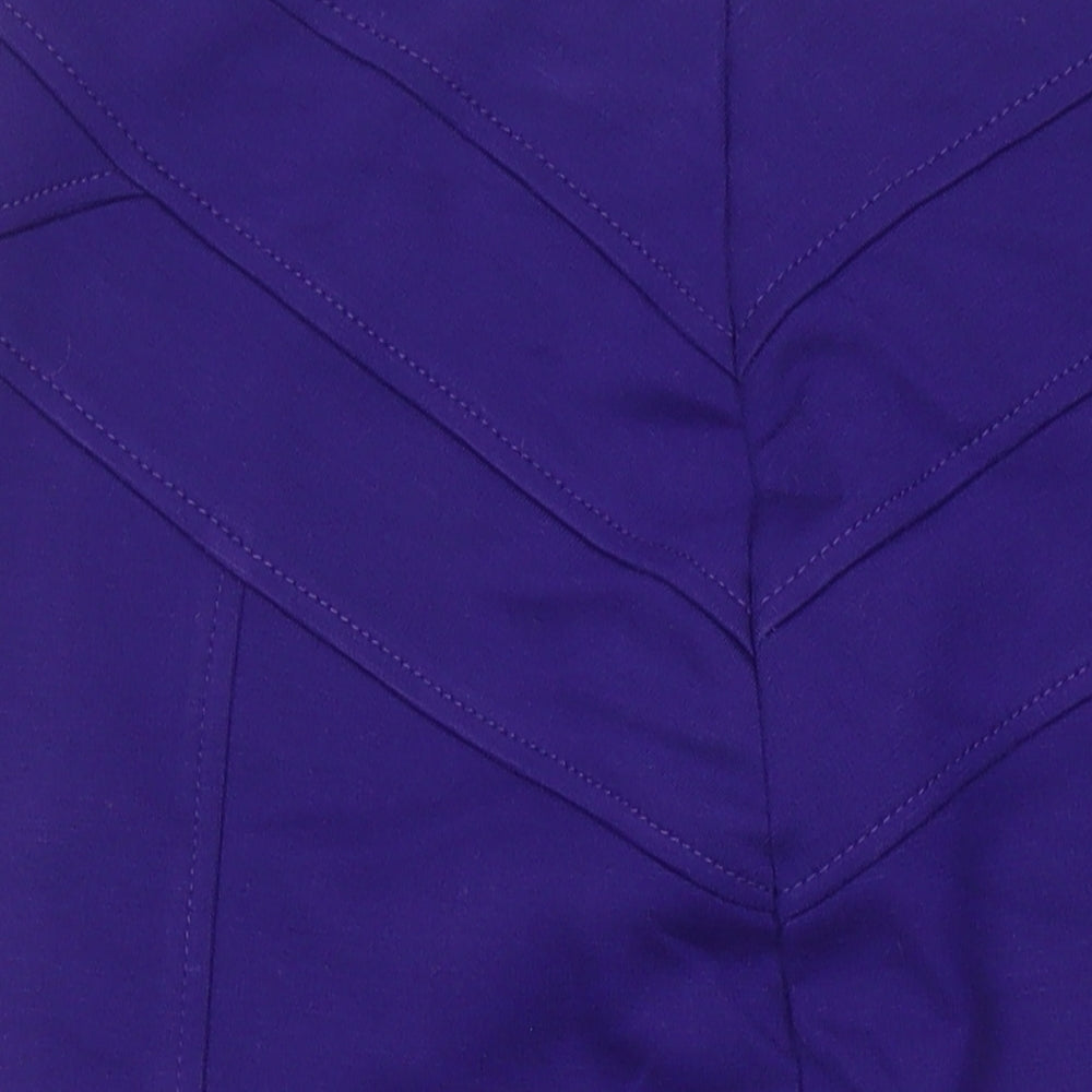 Marks & Spencer Womens Purple Herringbone Polyester Straight & Pencil Skirt Size 12