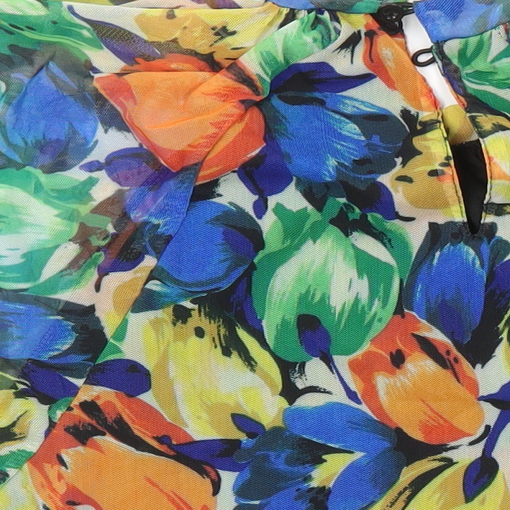 Oasis Womens Multicoloured Floral Polyester Tunic Blouse Size M Mock Neck