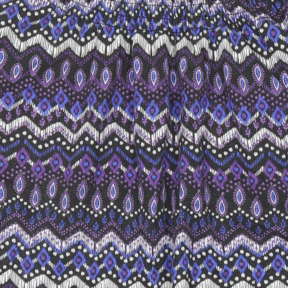 Bonmarché Womens Multicoloured Geometric Polyester Tunic Blouse Size 14 Boat Neck - Elasticated Waist