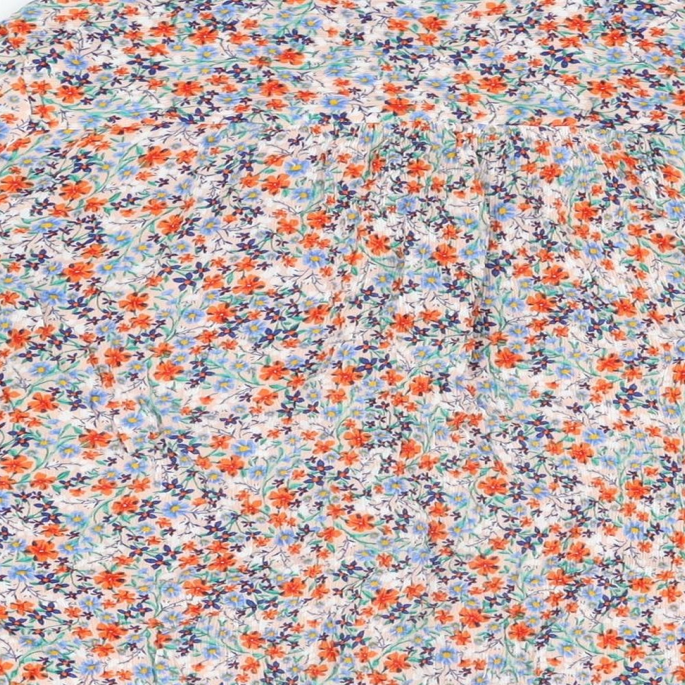 Marks & Spencer Womens Multicoloured Floral Viscose Basic Button-Up Size 14 Collared