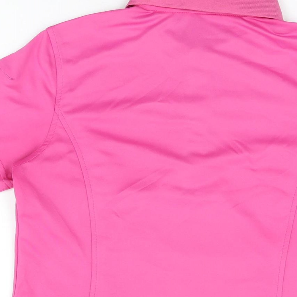 Monterey Womens Pink Polyester Basic T-Shirt Size S Collared