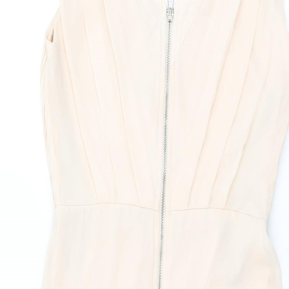 TFNC London Womens Pink Polyester Bodycon Size 8 V-Neck Zip