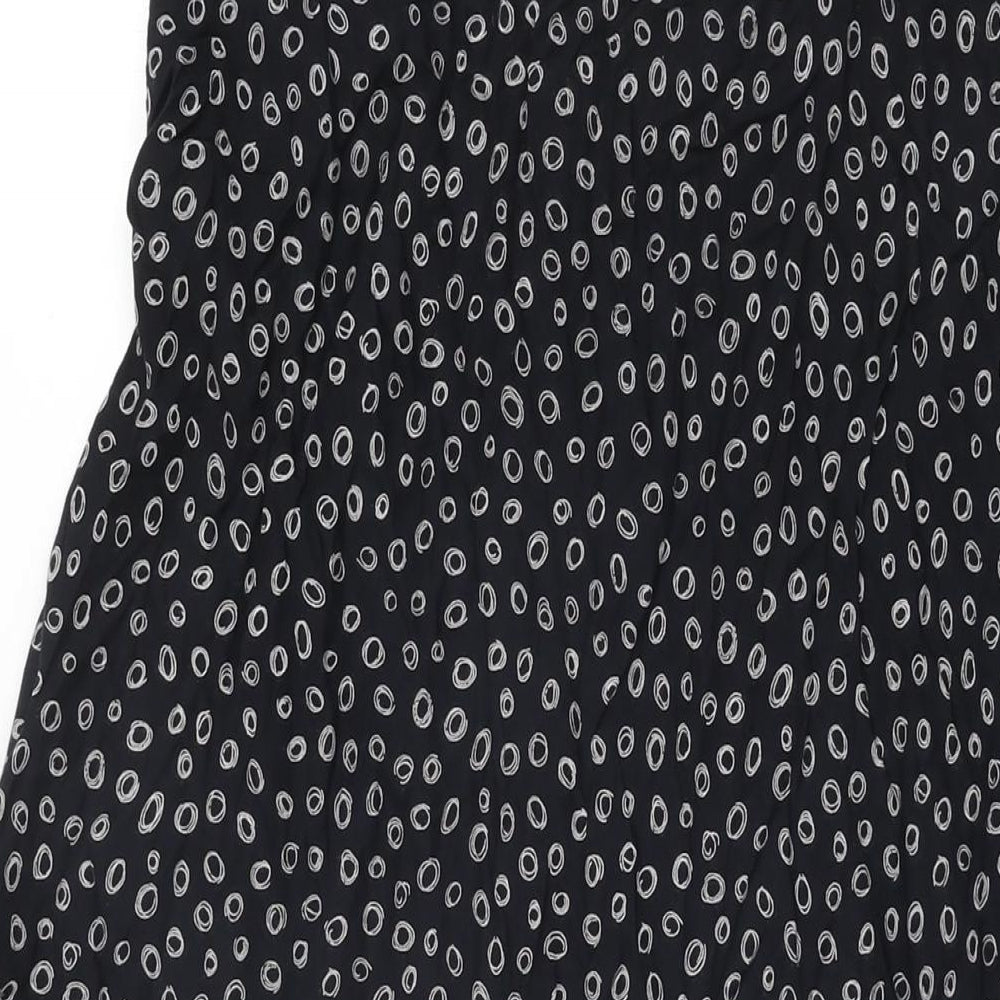 Bonmarché Womens Black Geometric Viscose Flare Skirt Size 14