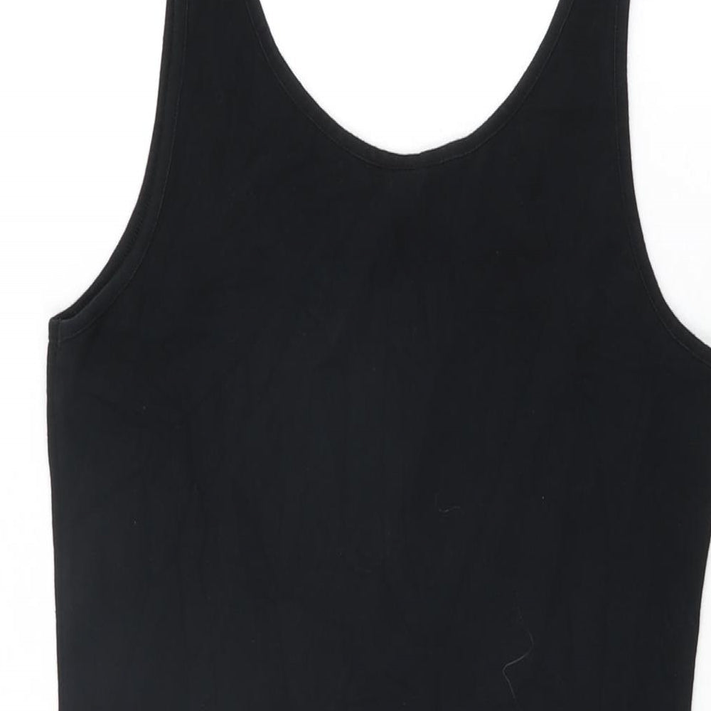 Topshop Womens Black Cotton Bodycon Size 10 Scoop Neck Pullover