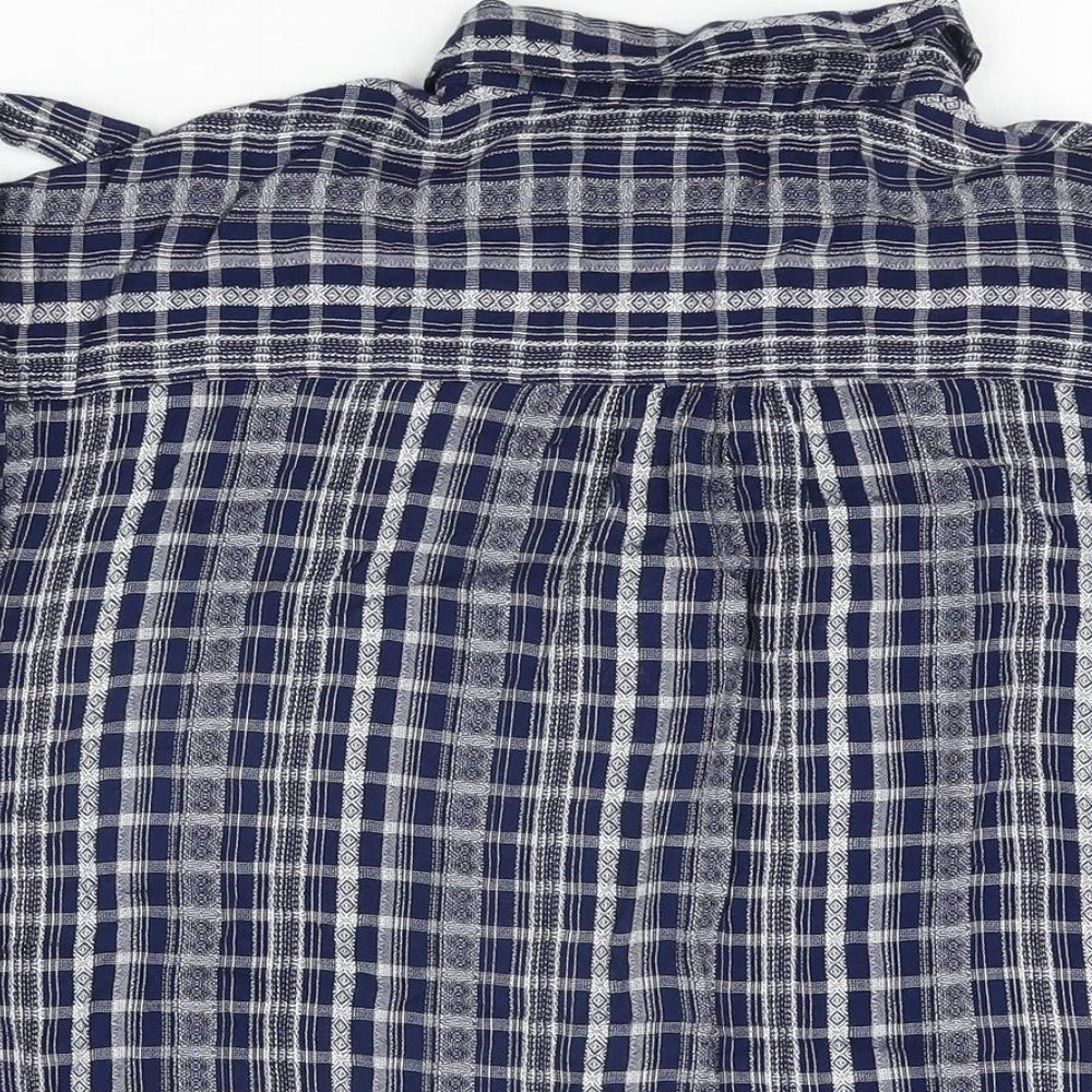NEXT Womens Blue Geometric Viscose Basic Button-Up Size 12 Collared