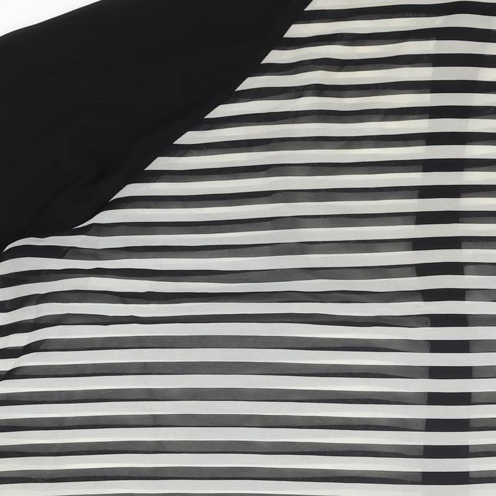 Miso Womens Black Striped Polyester Basic Button-Up Size 14 Collared