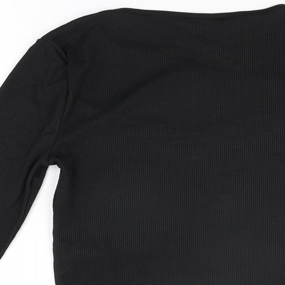 River Island Womens Black Polyester Basic T-Shirt Size 8 Round Neck