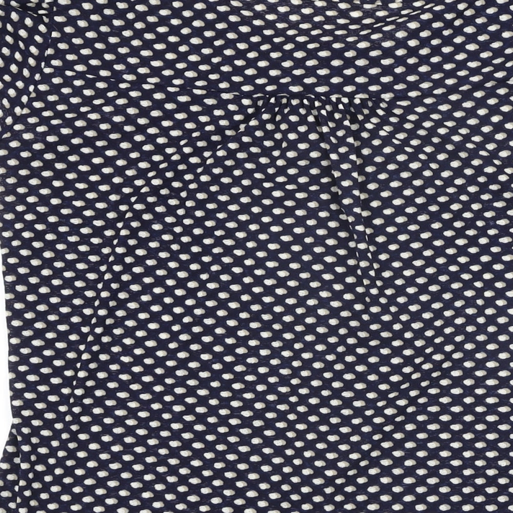 Marks & Spencer Womens Blue Geometric Polyester Basic Button-Up Size 12 Round Neck