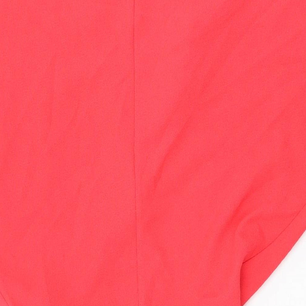 Topshop Womens Red Polyester Wrap Dress Size 8 V-Neck Tie