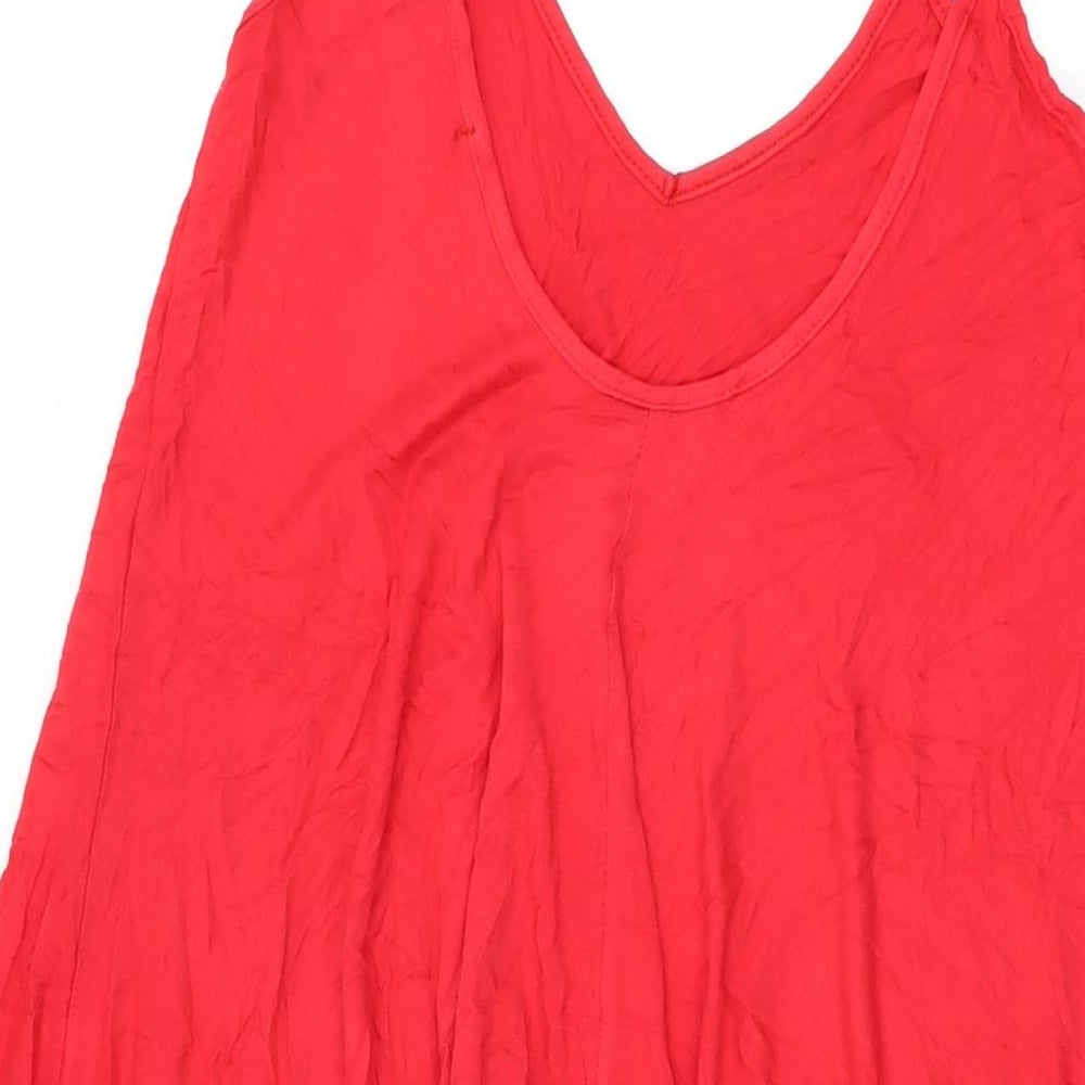 Boohoo Womens Red Viscose Shift Size 8 V-Neck Pullover