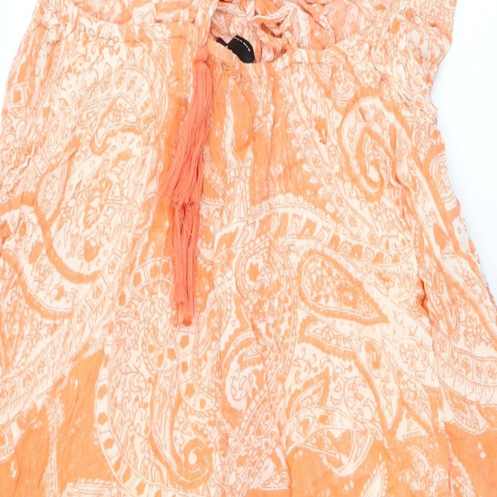 ASOS Womens Orange Geometric Viscose Shift Size 6 Round Neck Tie