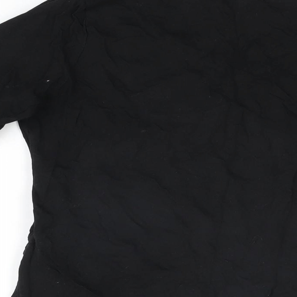 New Look Womens Black Cotton Basic T-Shirt Size 8 V-Neck