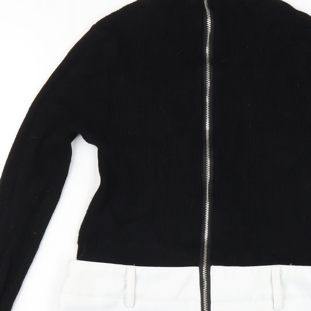 Lipsy Womens Black Viscose A-Line Size 10 Mock Neck Zip