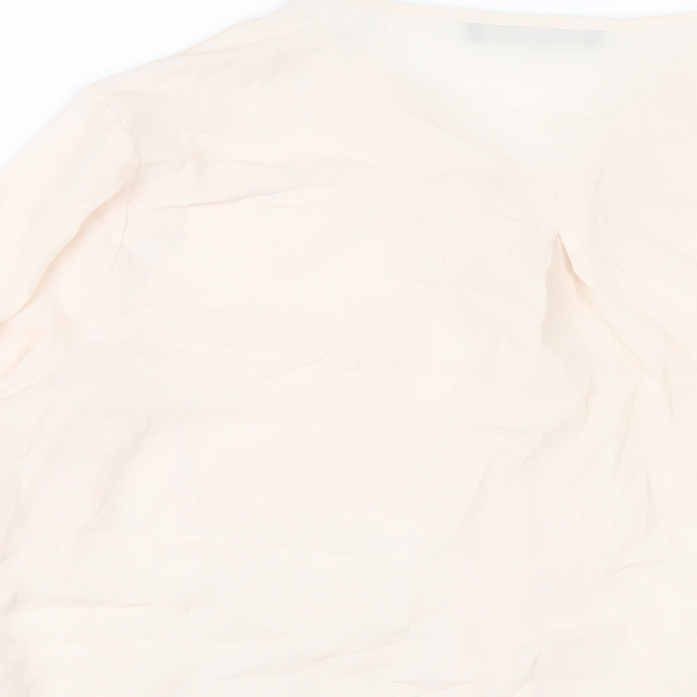 Marks & Spencer Womens Beige Polyester Basic Blouse Size 14 V-Neck